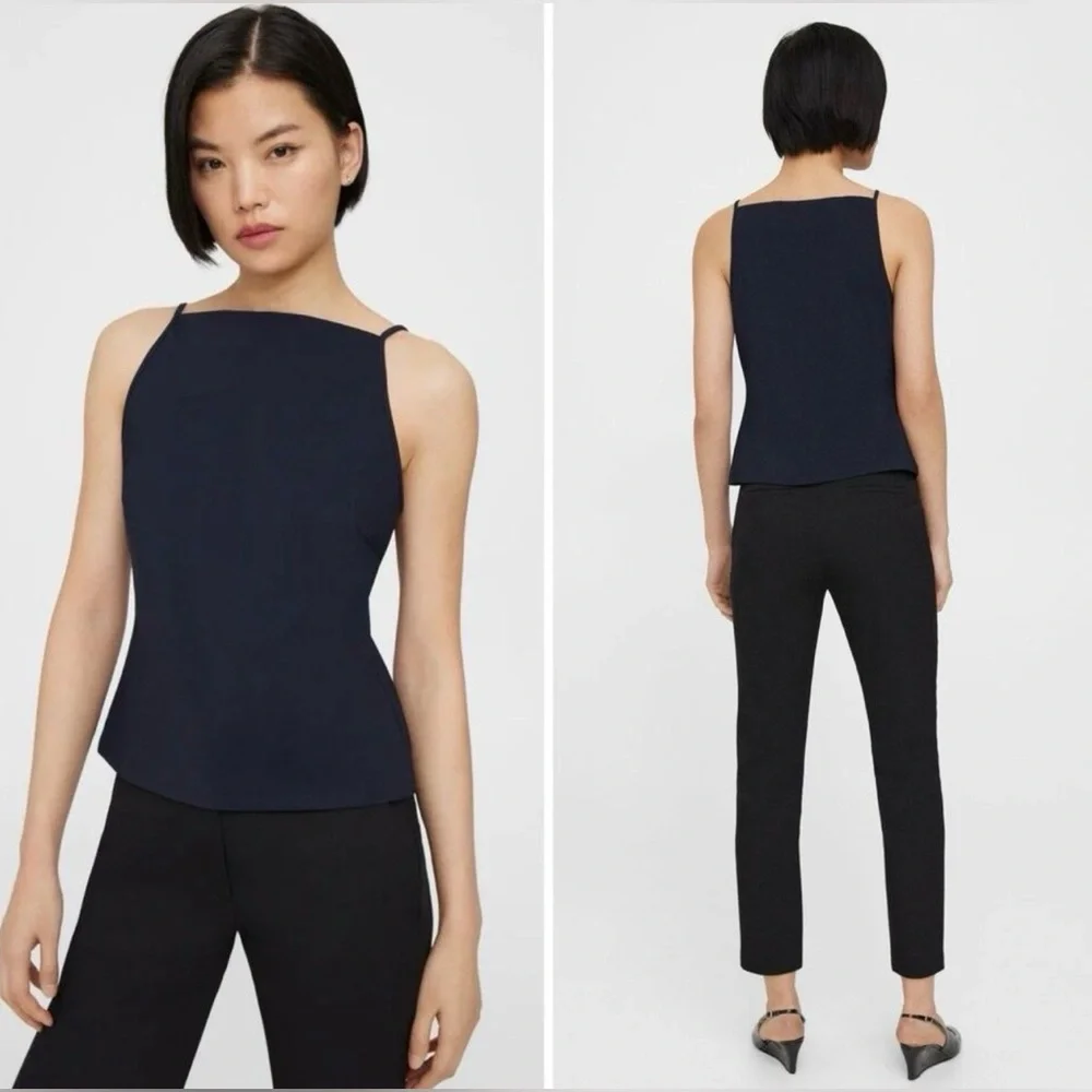 Theory Square Neck Tank Top Women's 
Navy Precision Ponte Sleeveless - Picture 3 of 8